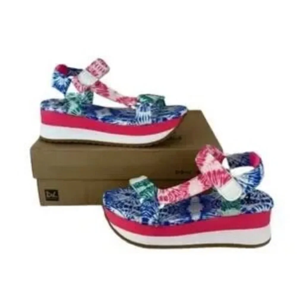Dirty Laundry Platform Sandals NWT Going Out Colorful Tie Dye Funky Retro Color - Picture 9 of 9
